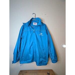 Outer Banks Blue Hooded Windbreaker Jacket Lightweight Water Resistant Women's